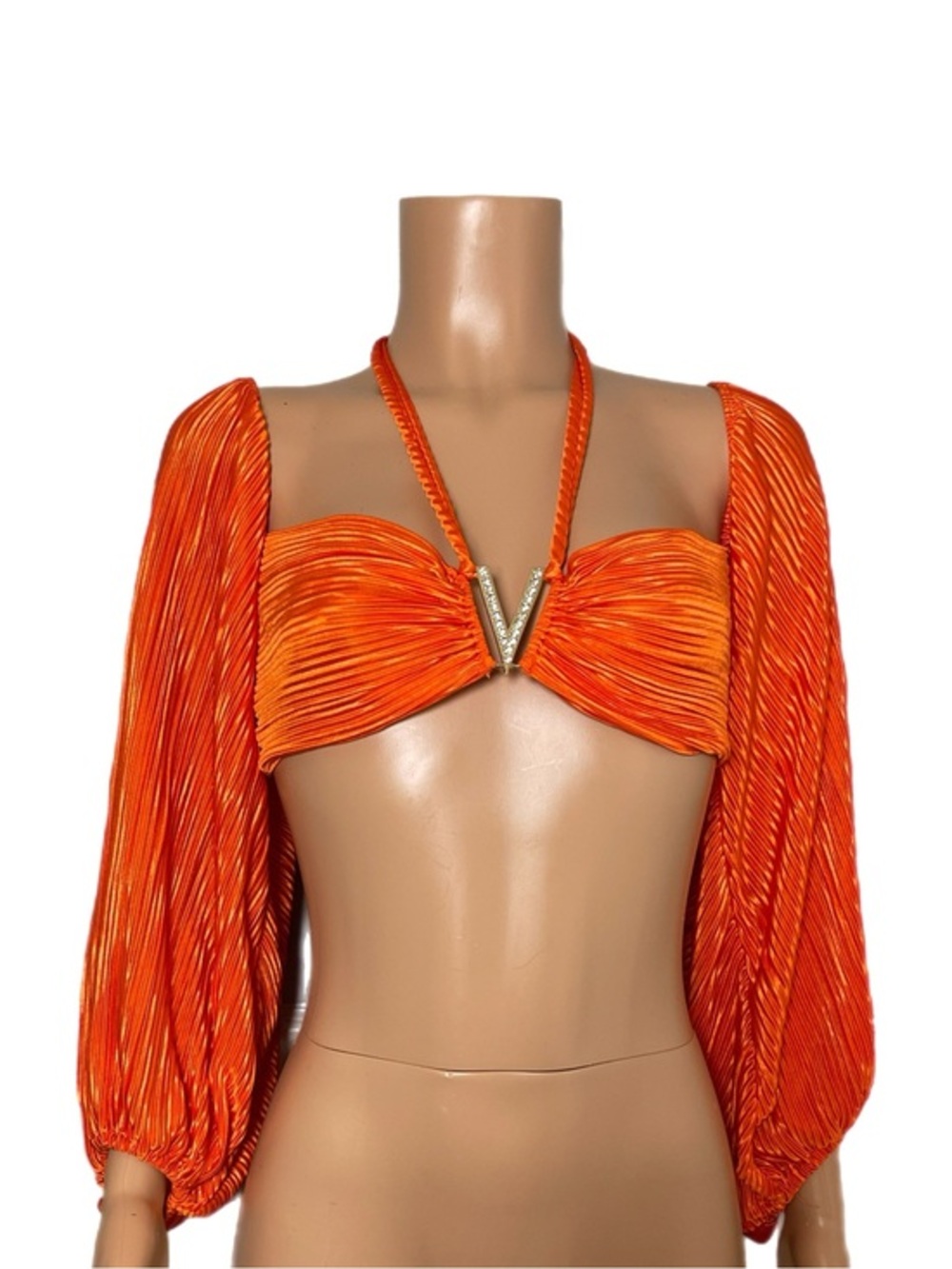 Julia Pleated Ruffled Long Sleeve Top
